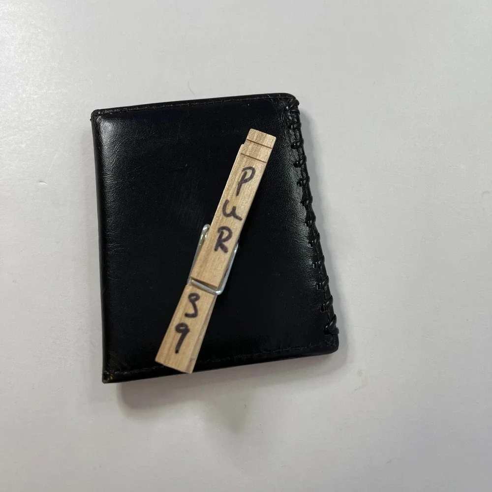 Vintage whipstitched leather wallet